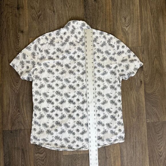 Slate & Stone Men Size L White Palm Tree Cotton Casual Button Down Shirt Novelty - Picture 8 of 9